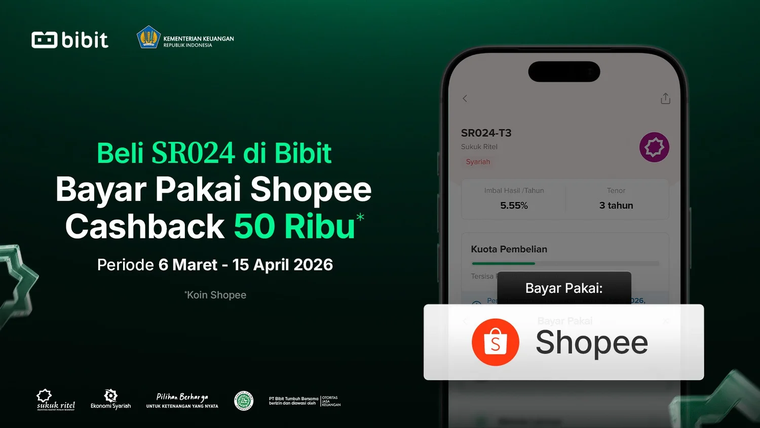 Investasi SR024 di Bibit Pakai Pembayaran Shopee dan Raih 50 Ribu Koin Shopee